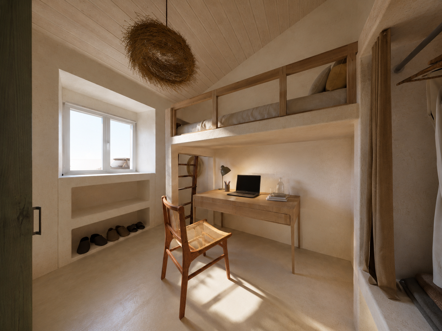 Quarto com escritório integrado